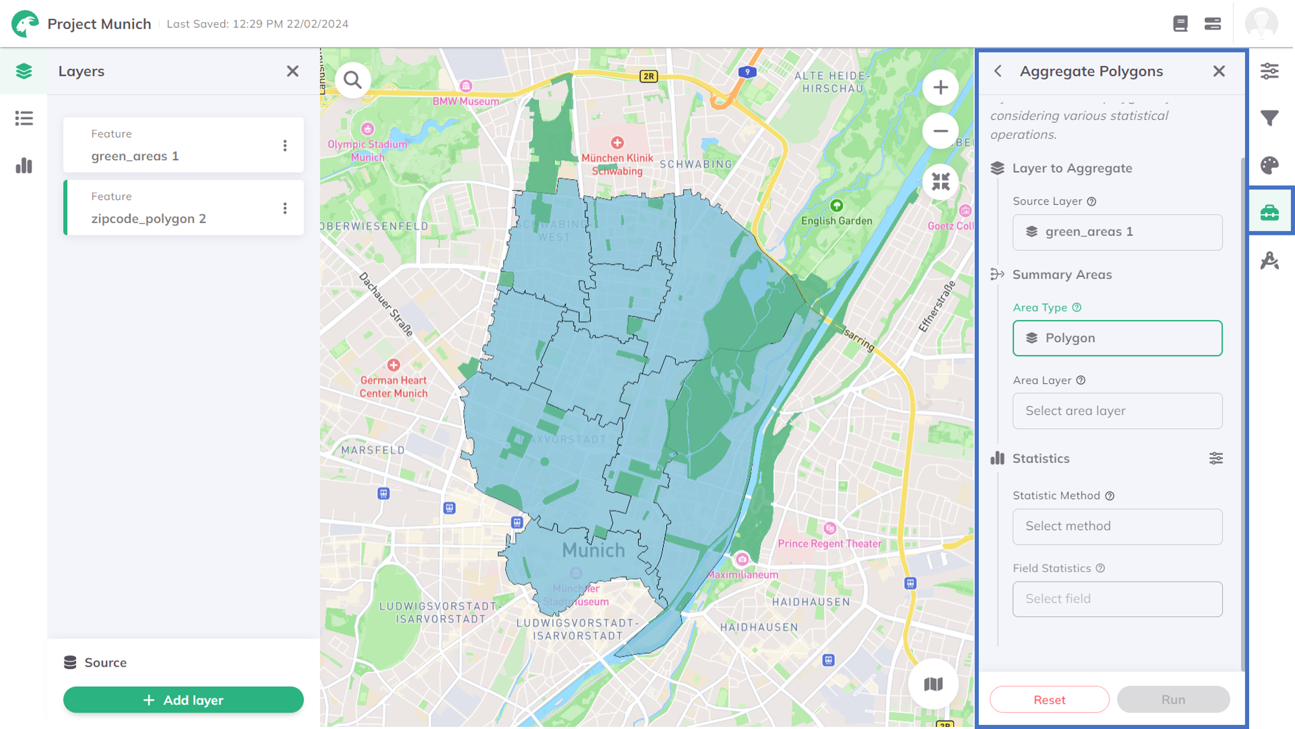 Polygon Aggregation Tool in GOAT