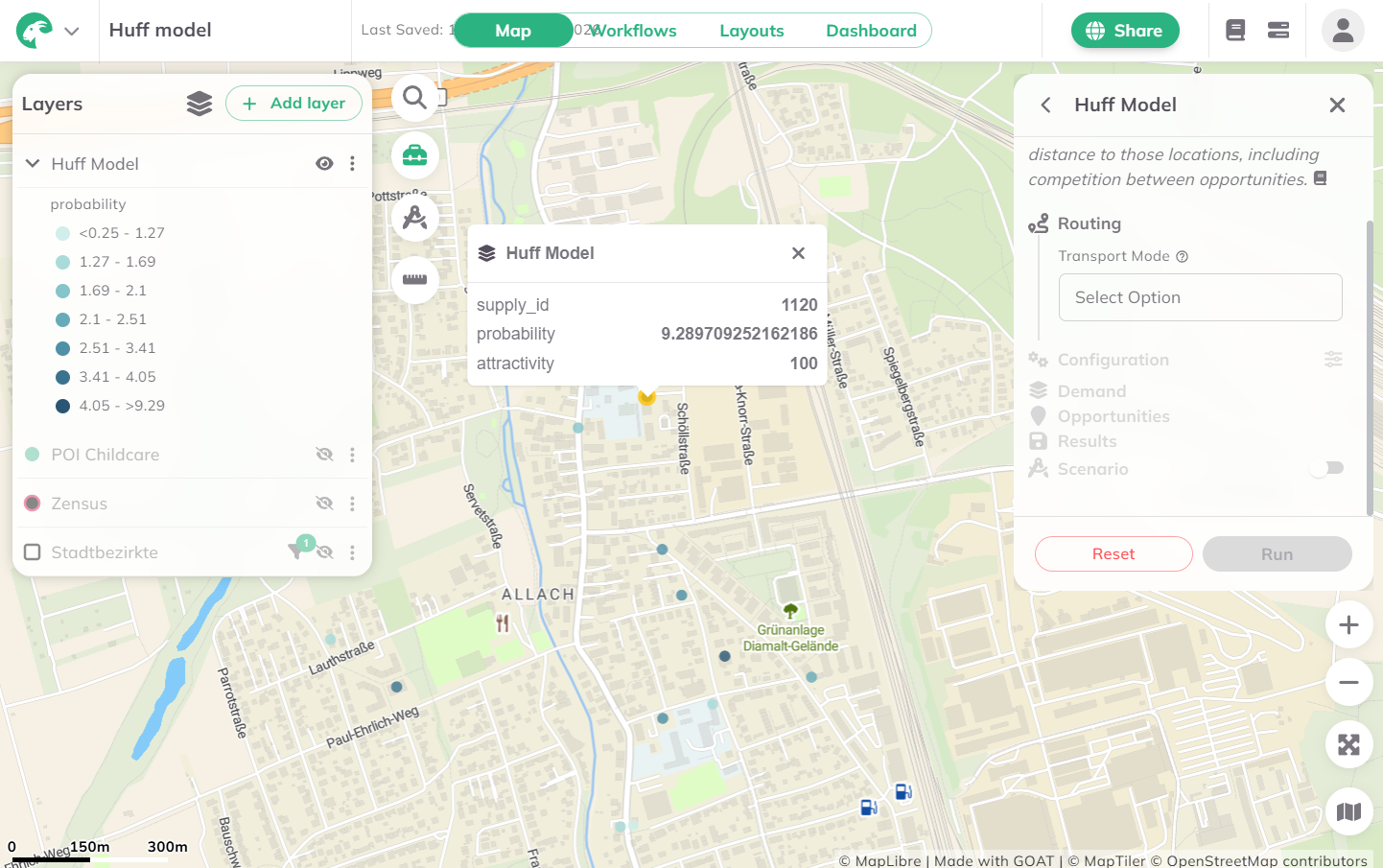 Huff Model Calculation Result in GOAT