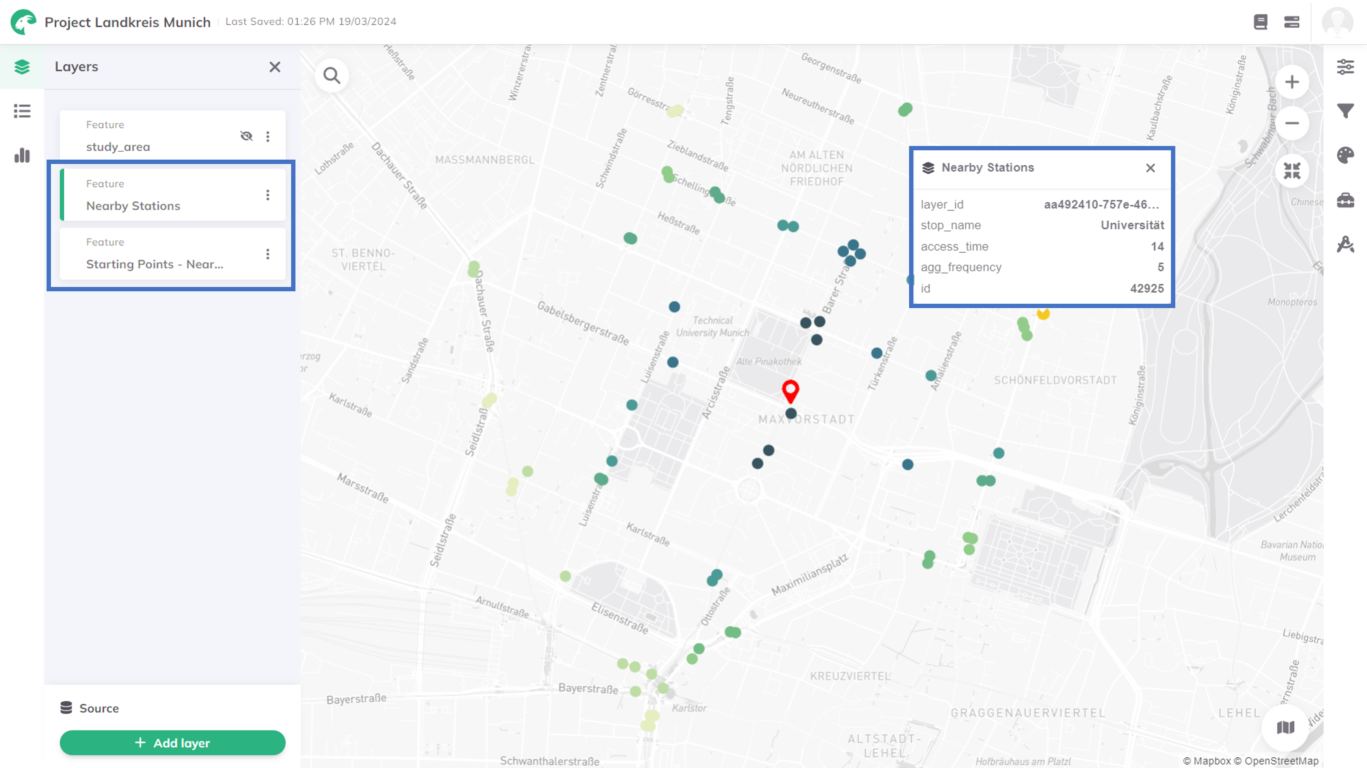 Result of Public Transport Nearby Stations