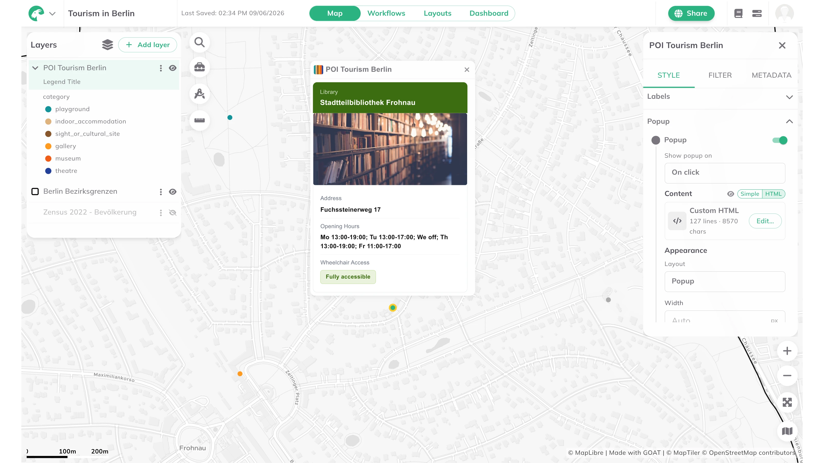 Custom HTML popup in GOAT