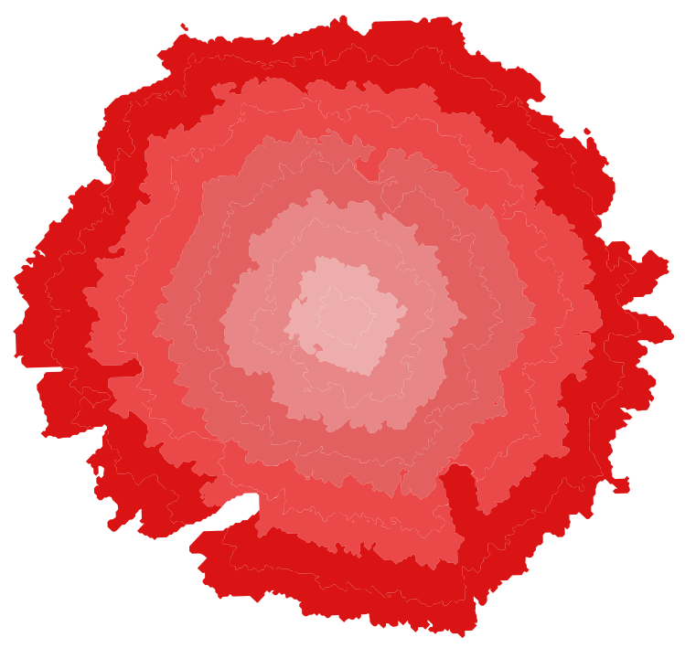 Catchment Area Shape (Polygon) Public Transport in GOAT