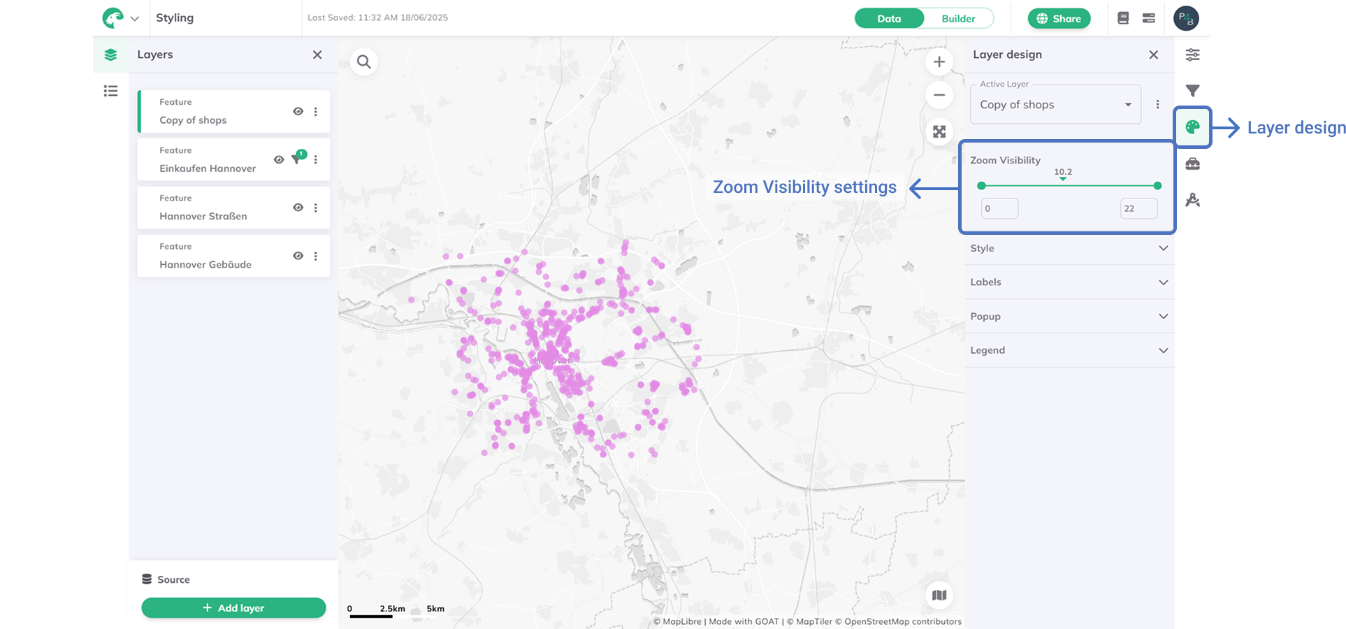 Zoom visibility scale in GOAT