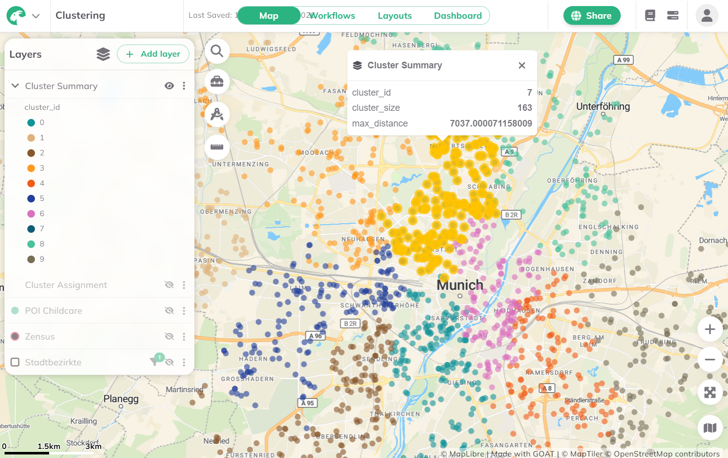 Spatial Clustering Ergebnis in GOAT