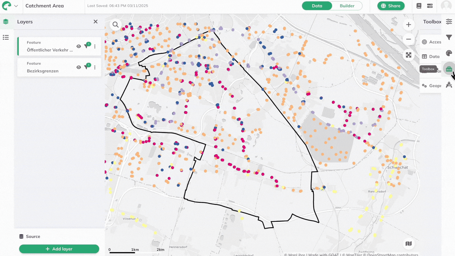 Heatmap Gravity-basierte Berechnung in GOAT