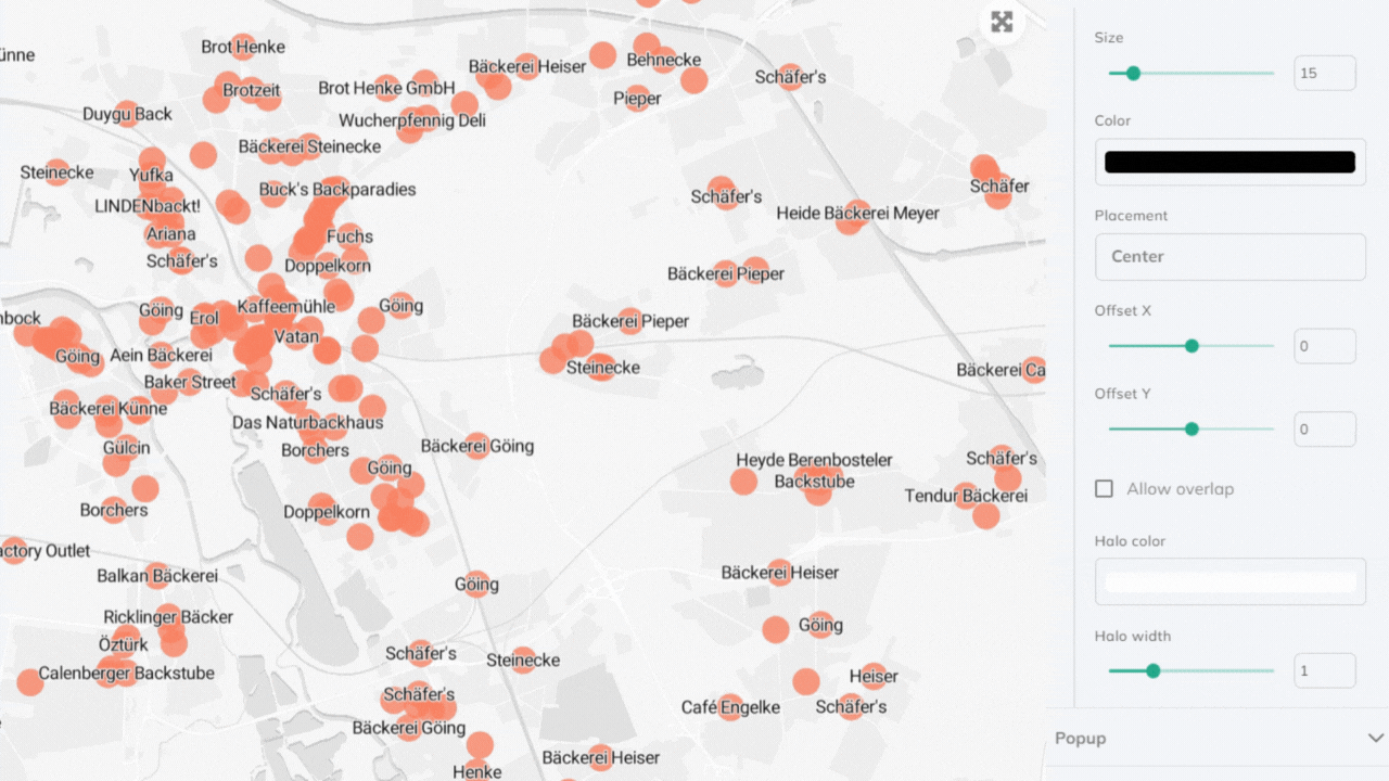 Beschriftungsüberlappung und Halo-Effekte