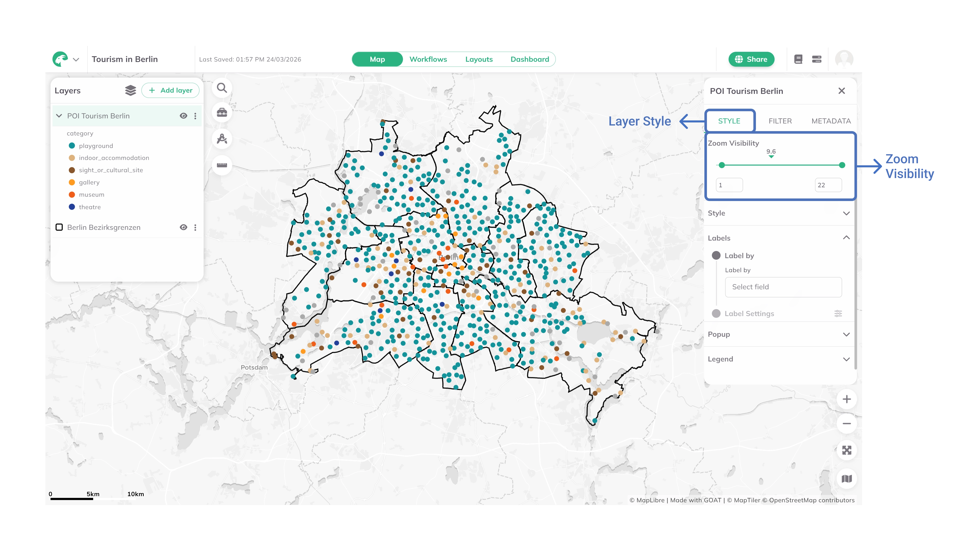 Zoom-Sichtbarkeitsskala in GOAT